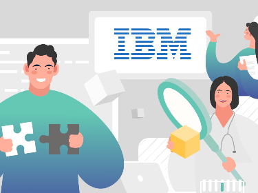 People building IBM Blockchain solutions in a laboratory